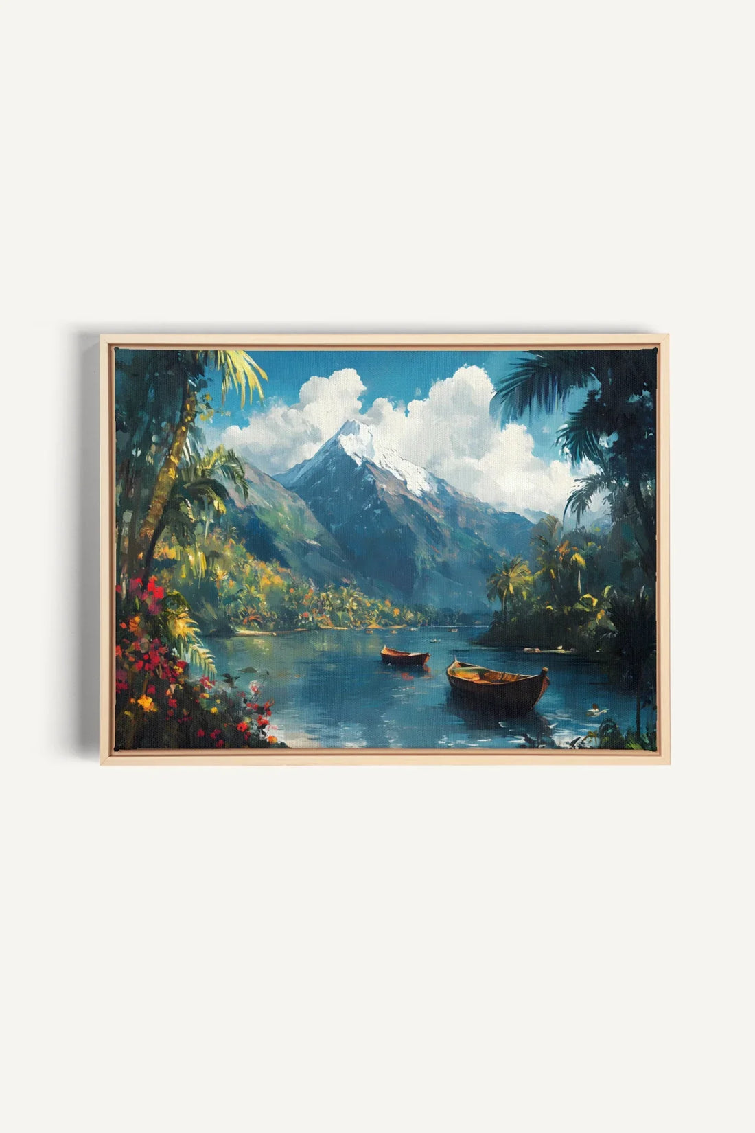 OLEKA CANVAS - EMERALD LAGOON, Oeuvre sur toile étirée, encadré Naturel Clair