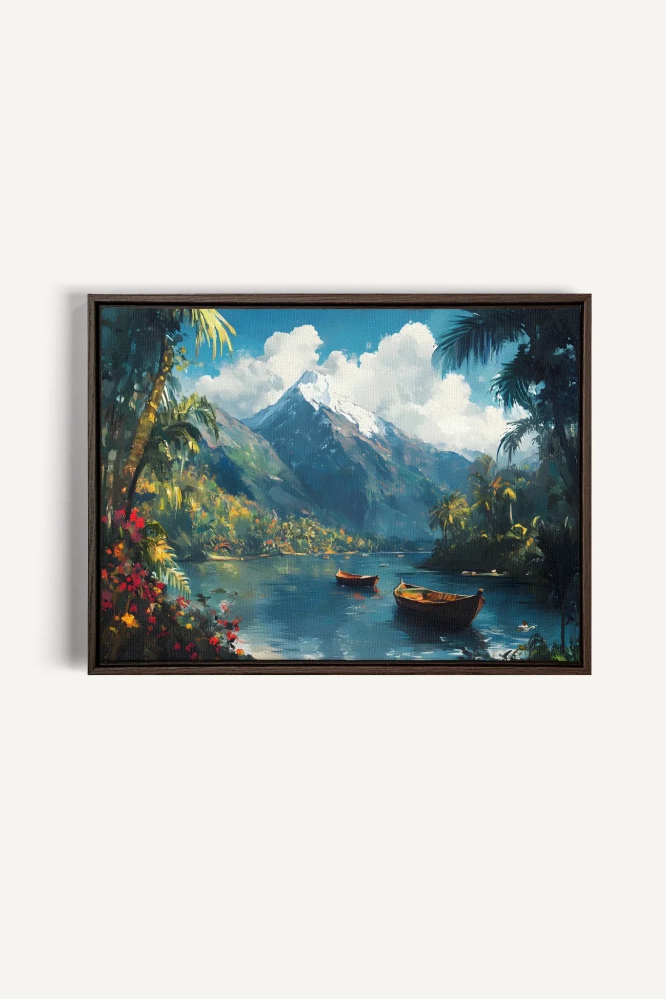 OLEKA CANVAS - EMERALD LAGOON, Oeuvre sur toile étirée, encadré Brun Noyer