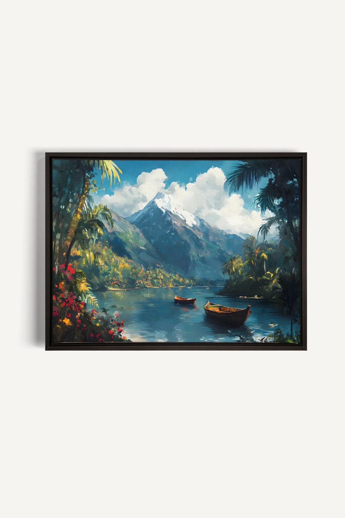 OLEKA CANVAS - EMERALD LAGOON, Oeuvre sur toile étirée, encadré Noir