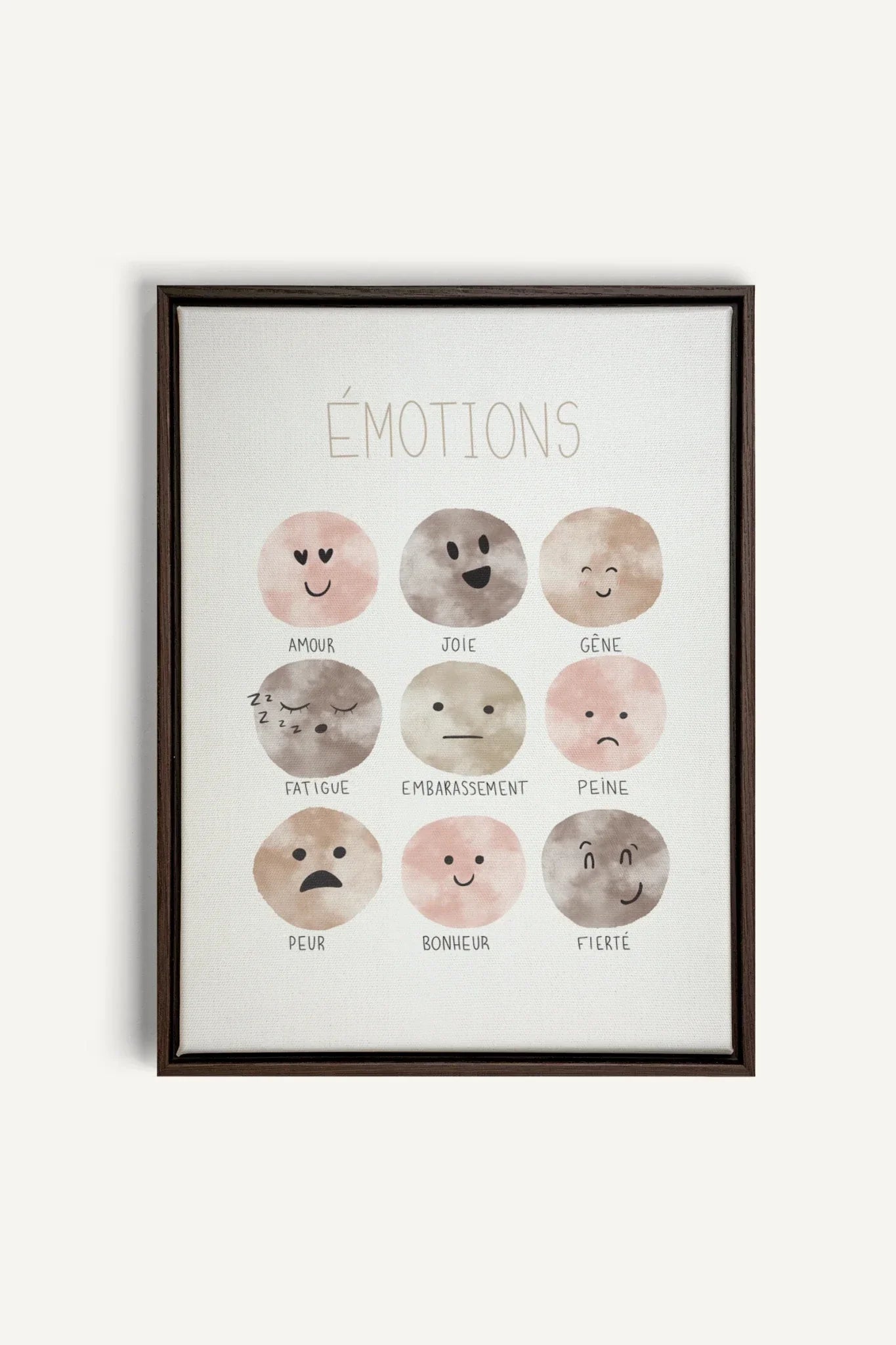 OLEKA CANVAS - ÉMOTIONS, Oeuvre sur toile étirée, encadré Brun Noyer