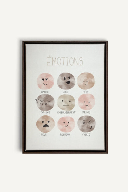 OLEKA CANVAS - ÉMOTIONS, Oeuvre sur toile étirée, encadré Brun Noyer