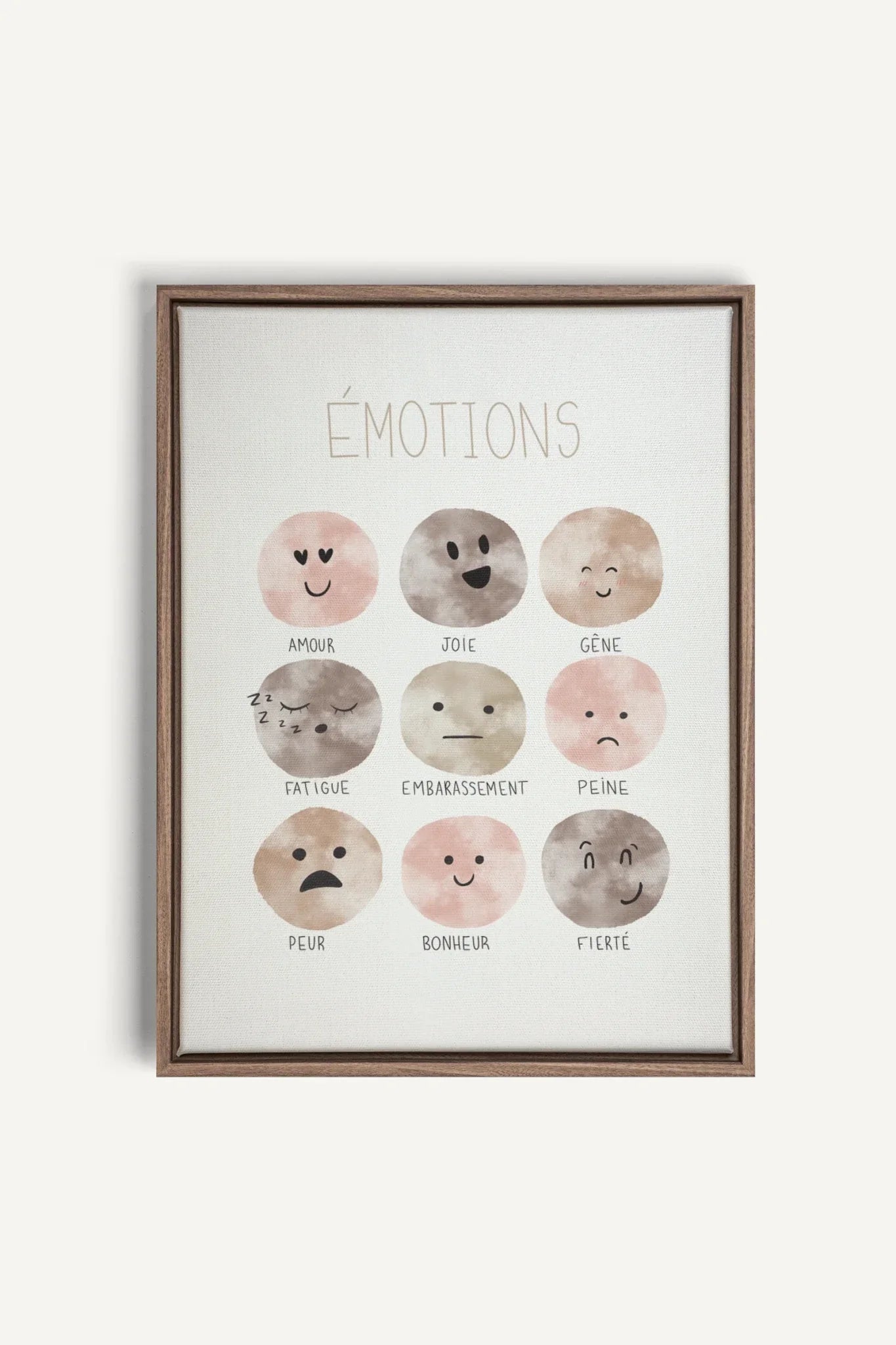 OLEKA CANVAS - ÉMOTIONS, Oeuvre sur toile étirée, encadré Brun Chêne