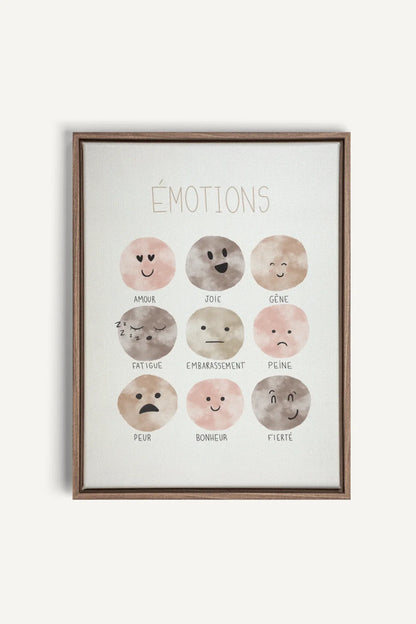 OLEKA CANVAS - ÉMOTIONS, Oeuvre sur toile étirée, encadré Brun Chêne