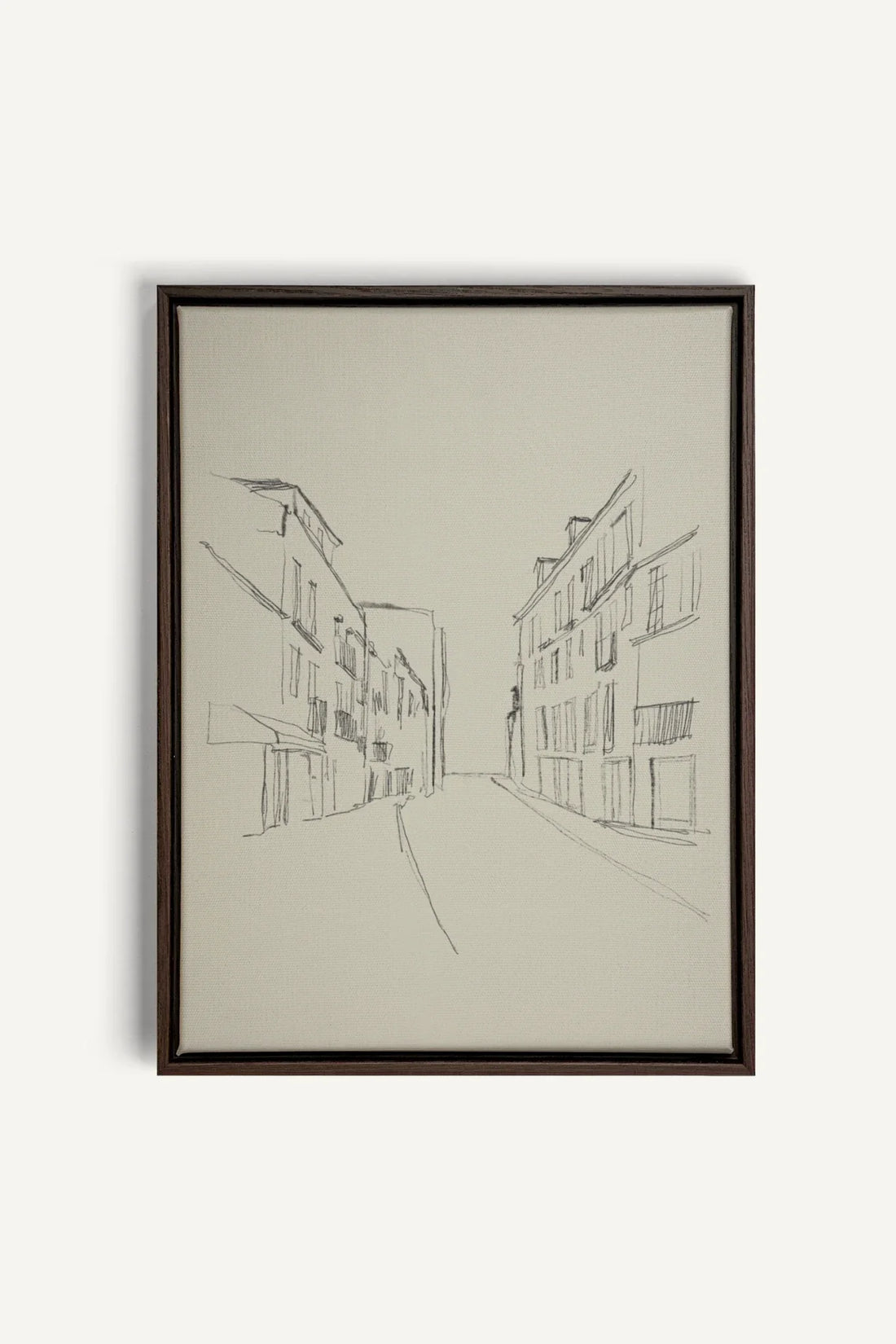 OLEKA CANVAS - ESQUISSE URBAINE, Oeuvre sur toile étirée, encadré Brun Noyer