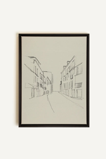 OLEKA CANVAS - ESQUISSE URBAINE, Oeuvre sur toile étirée, encadré Noir