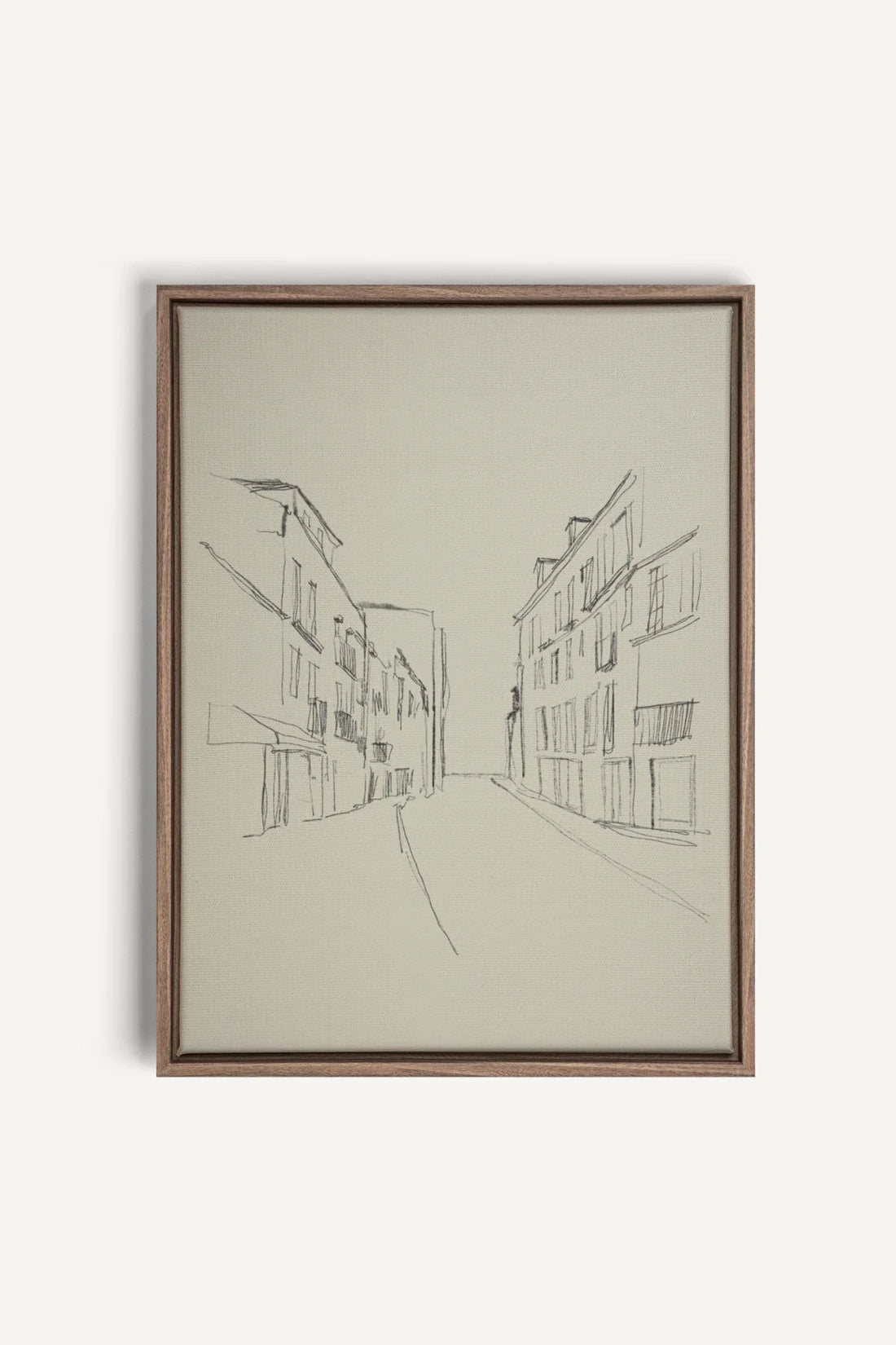 OLEKA CANVAS - ESQUISSE URBAINE, Oeuvre sur toile étirée, encadré Brun Chêne