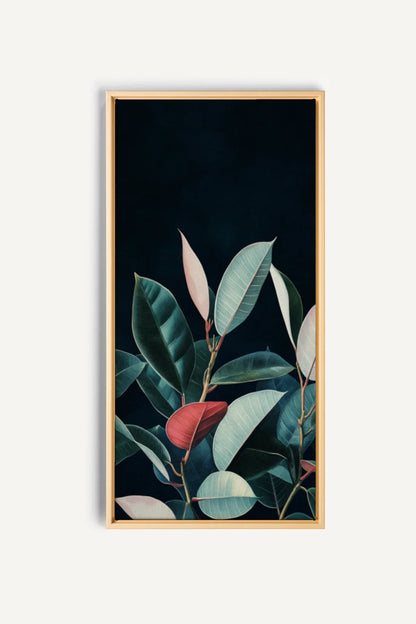 OLEKA CANVAS - FEUILLAGE NOCTURNE, Oeuvre sur toile étirée, encadré Naturel Clair