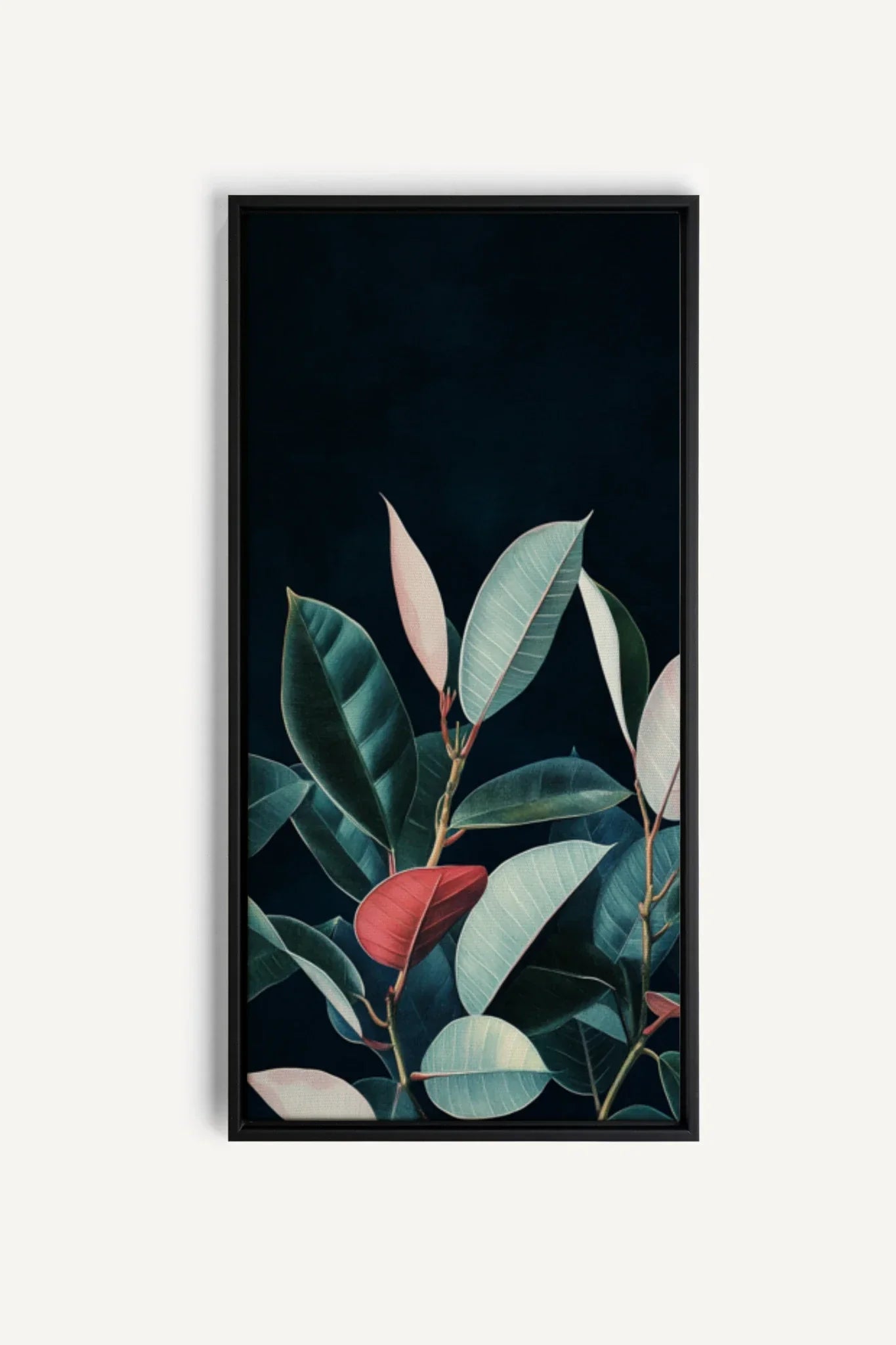 OLEKA CANVAS - FEUILLAGE NOCTURNE, Oeuvre sur toile étirée, encadré Noir