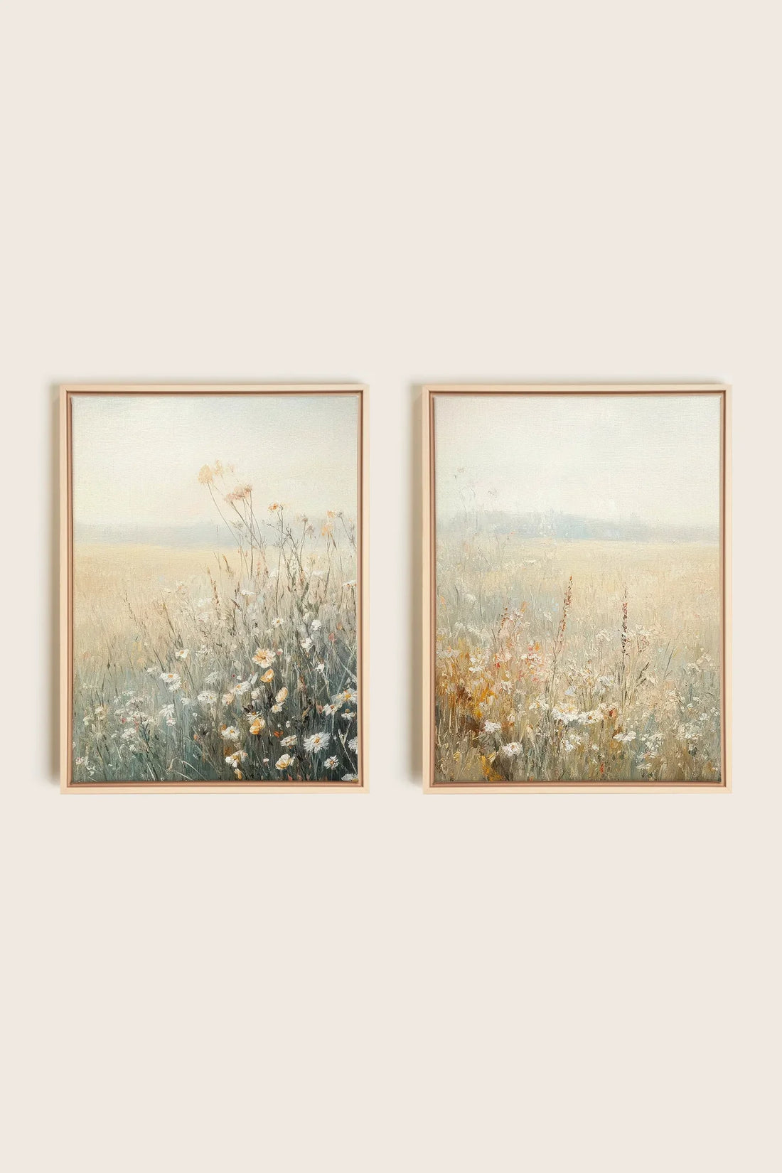 OLEKA CANVAS - FIELD OF GRACE, 2 Oeuvres sur toile étirée, encadré Naturel Clair