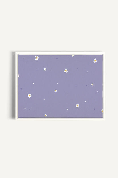 OLEKA CANVAS - FLEURS DE LUNE, Oeuvre sur toile étirée, encadré Blanc