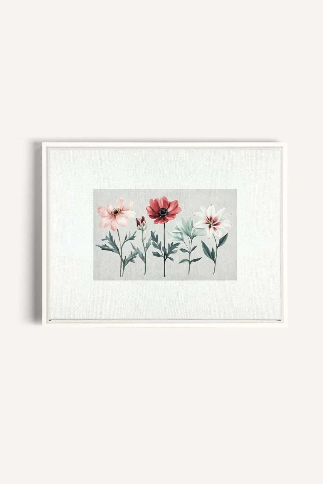 OLEKA CANVAS - FLEURS DE SAISON, Oeuvre sur toile étirée, encadré Blanc