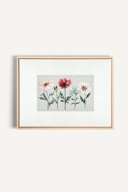 OLEKA CANVAS - FLEURS DE SAISON, Oeuvre sur toile étirée, encadré Naturel Clair