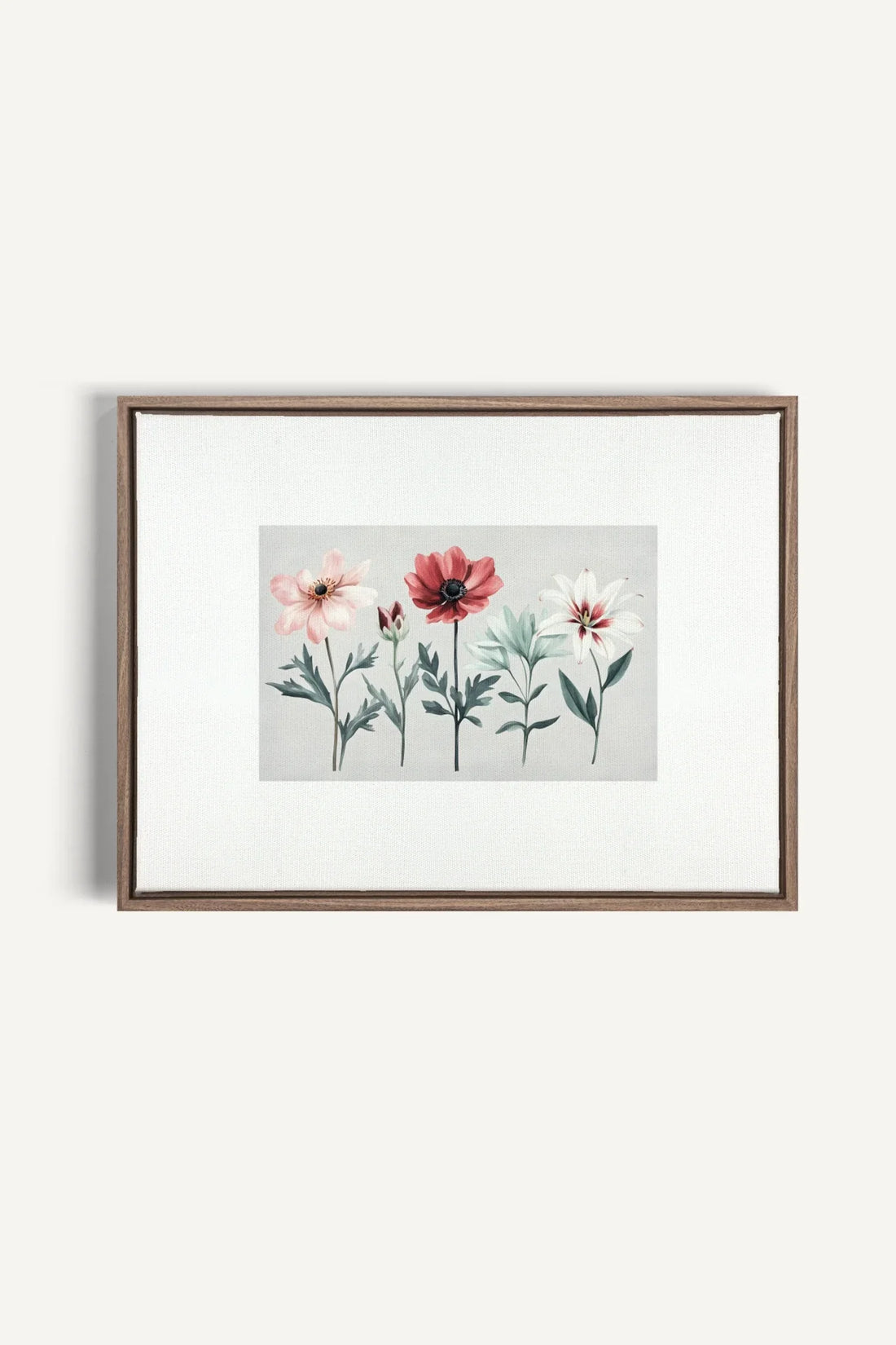 OLEKA CANVAS - FLEURS DE SAISON, Oeuvre sur toile étirée, encadré Brun Chêne
