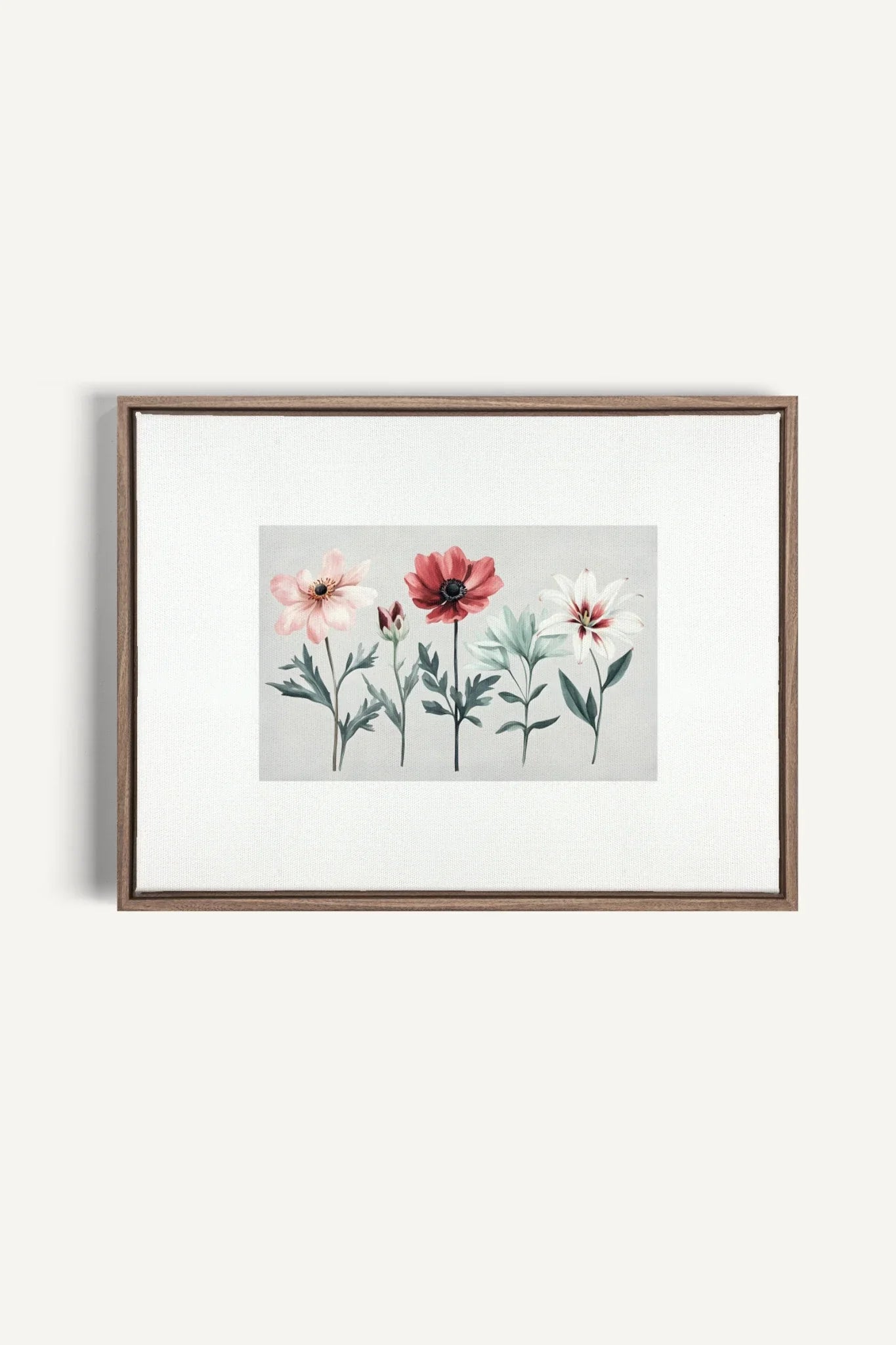 OLEKA CANVAS - FLEURS DE SAISON, Oeuvre sur toile étirée, encadré Brun Chêne