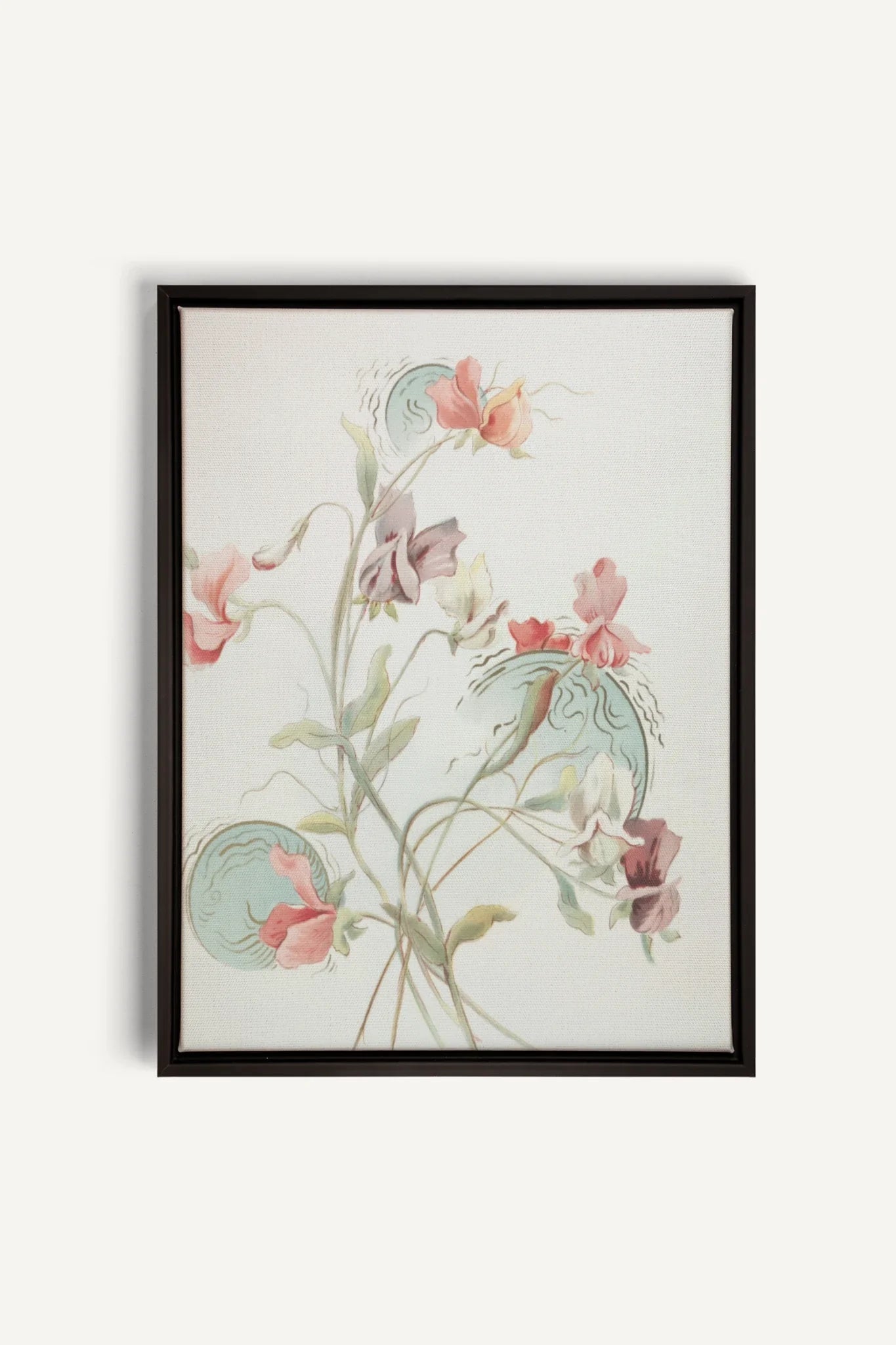 FLEURS DE SILENCE, Oeuvre sur toile étirée, encadré Noir