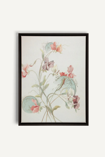 FLEURS DE SILENCE, Oeuvre sur toile étirée, encadré Noir