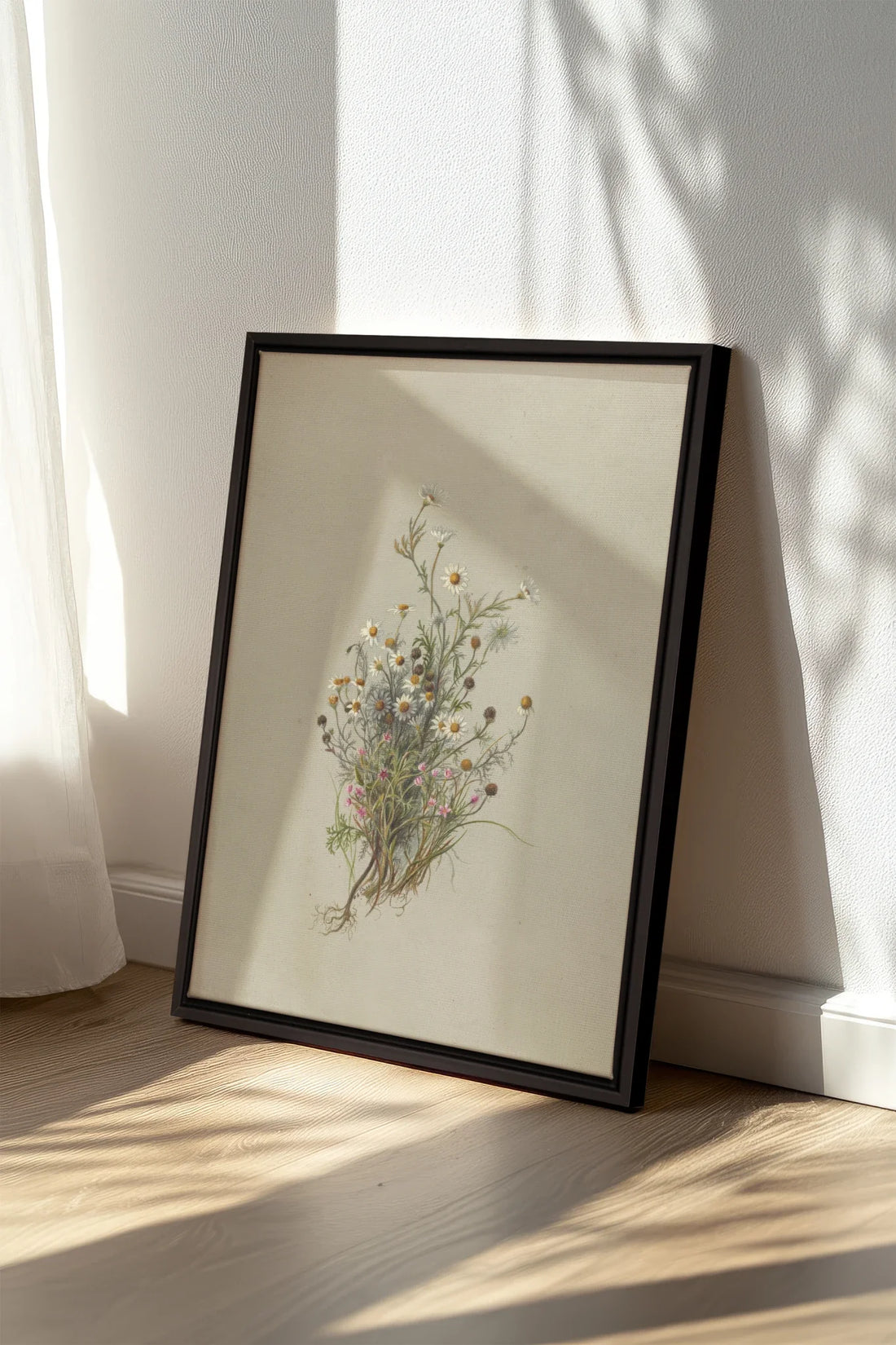 FLEURS DES PRÉS, Oeuvre sur toile étirée, encadré Noir