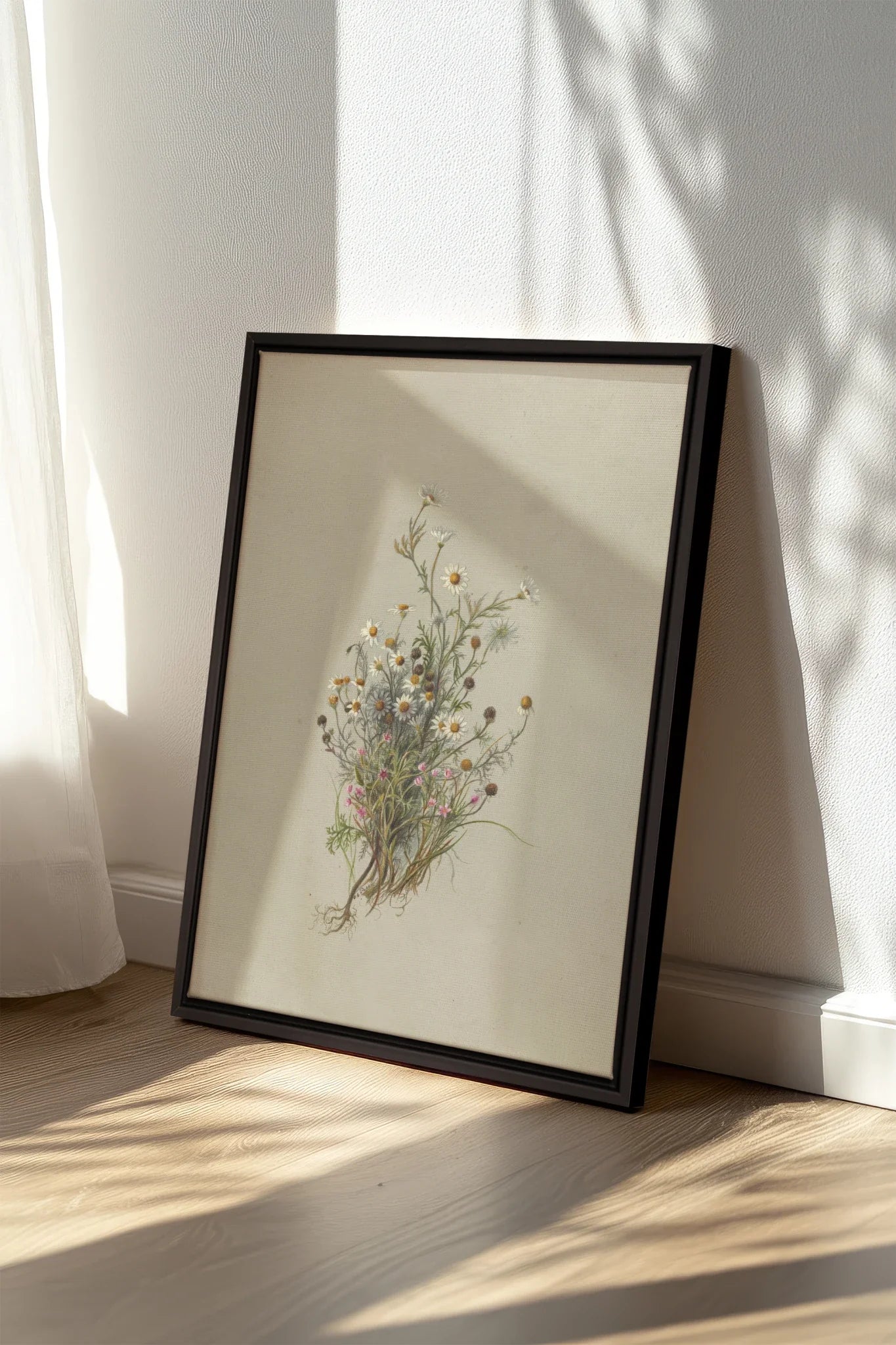 FLEURS DES PRÉS, Oeuvre sur toile étirée, encadré Noir