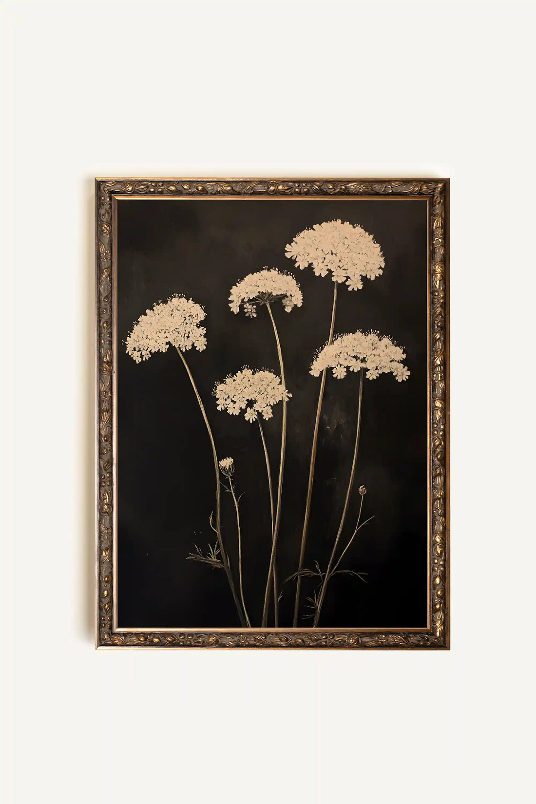 FLEURS DE MINUIT, Artwork on rigid canvas, framed in Vintage Bronze