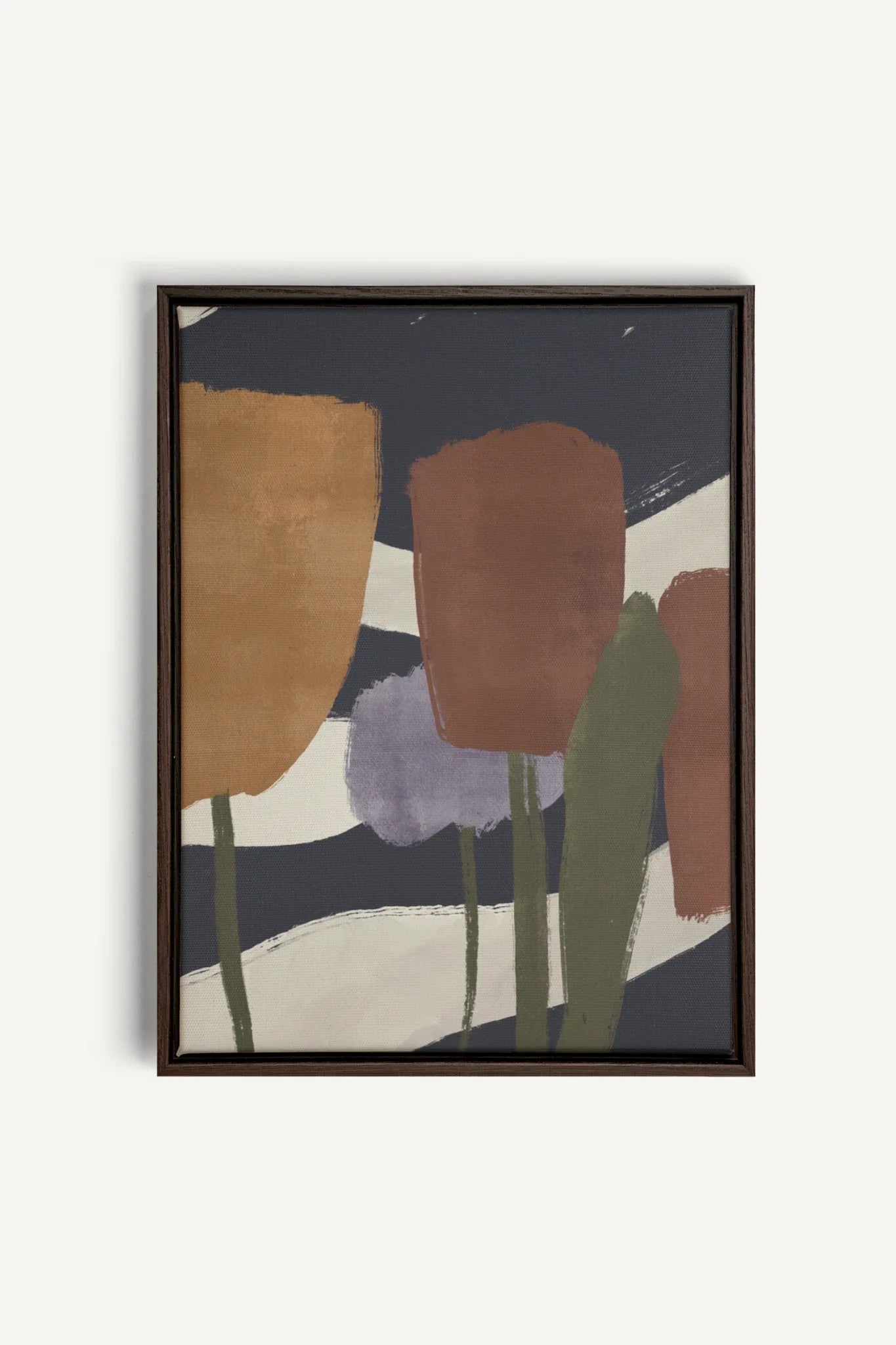 FLORAISONS, Oeuvre sur toile étirée, encadré Brun Noyer