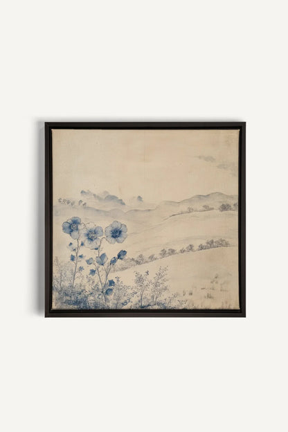 OLEKA CANVAS - FLORAL HILLS, Oeuvre sur toile étirée, encadré Noir