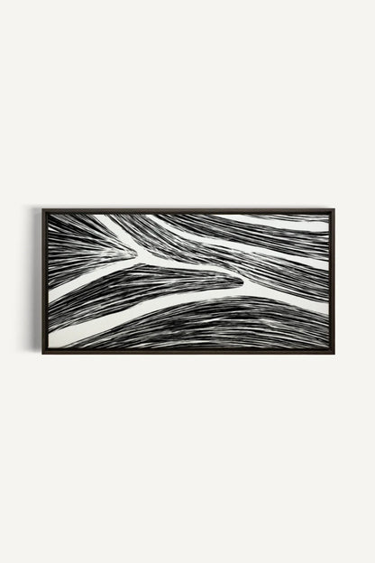 OLEKA CANVAS - FLUID IMPULSES, Oeuvre sur toile étirée, encadré Brun Noyer