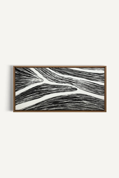 OLEKA CANVAS - FLUID IMPULSES, Oeuvre sur toile étirée, encadré Brun Chêne
