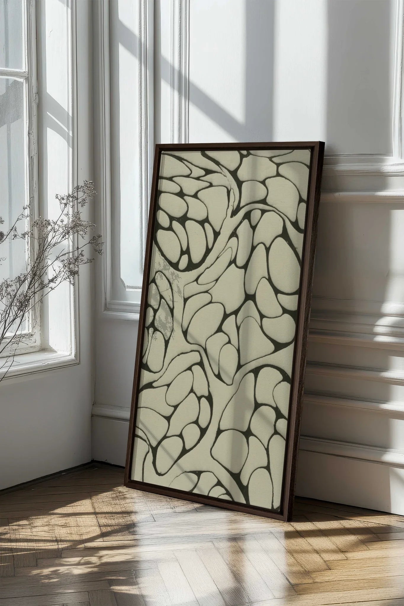 FORMES MINÉRALES, Oeuvre sur toile étirée, encadré Brun Noyer