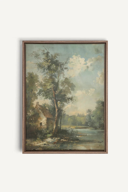 OLEKA CANVAS - French Homestead, Oeuvre sur toile étirée, encadré Brun Chêne