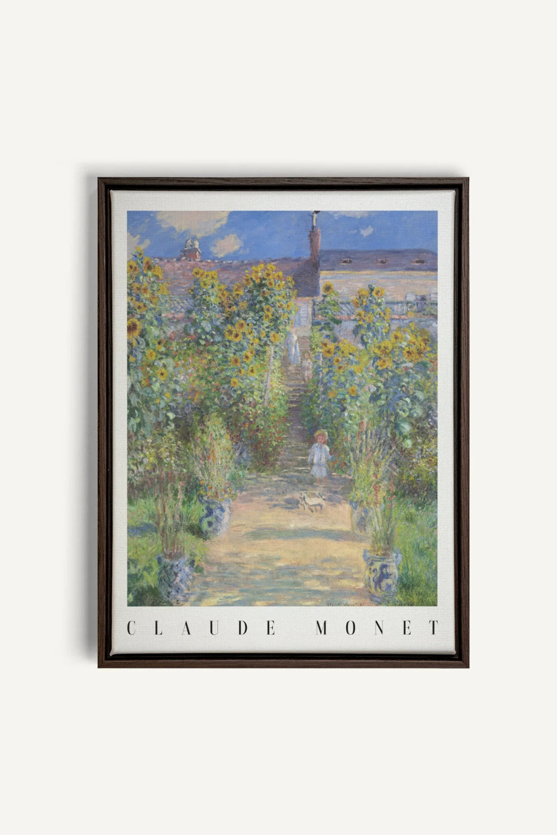 GARDEN LIGHT, Oeuvre sur toile étirée, encadré Brun Noyer