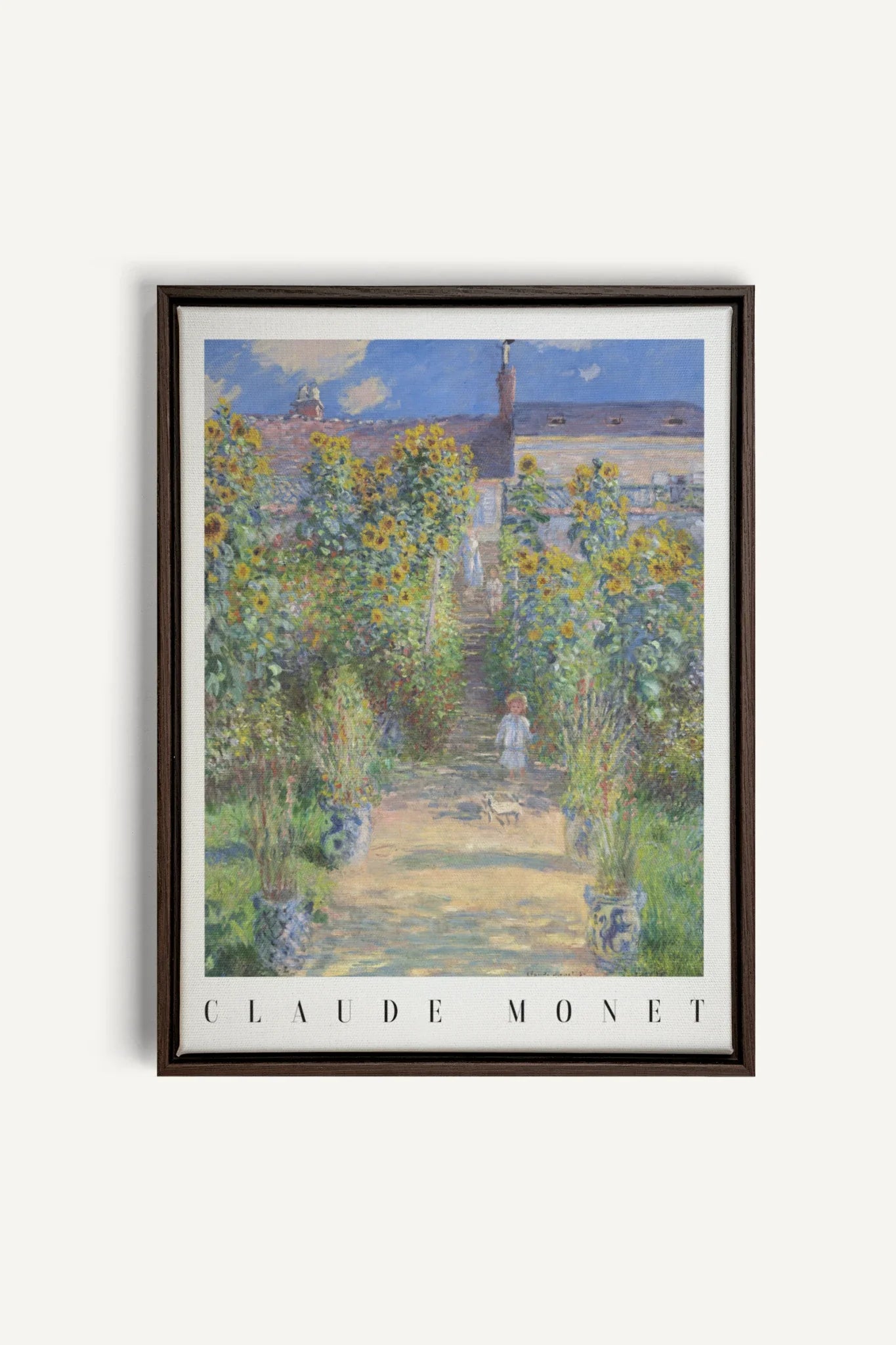 GARDEN LIGHT, Oeuvre sur toile étirée, encadré Brun Noyer