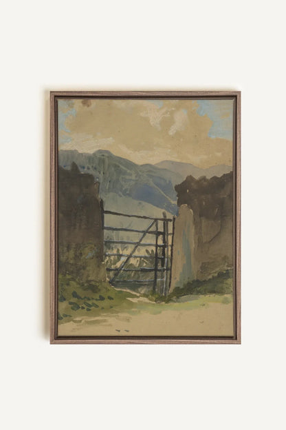 OLEKA CANVAS - GATE TO THE HILLS, Oeuvre sur toile étirée, encadré Brun Chêne
