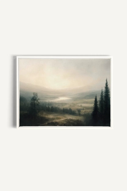 OLEKA CANVAS - GLOW OF SILENCE, Oeuvre sur toile étirée, encadré Blanc
