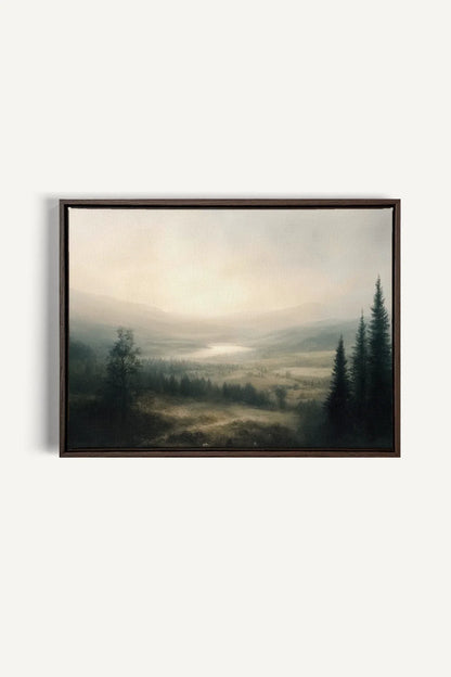 OLEKA CANVAS - GLOW OF SILENCE, Oeuvre sur toile étirée, encadré Brun Noyer