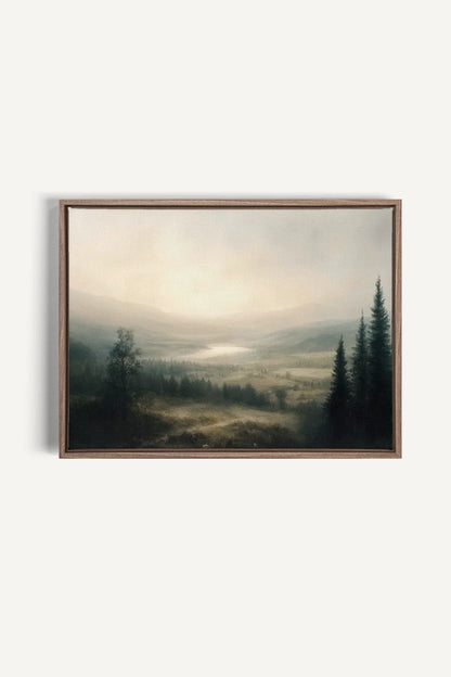 OLEKA CANVAS - GLOW OF SILENCE, Oeuvre sur toile étirée, encadré Brun Chêne