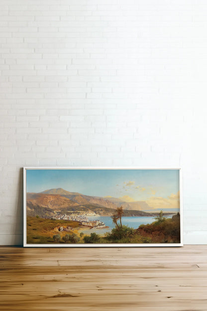 GOLDEN BAY, Oeuvre sur toile étirée, encadré Blanc