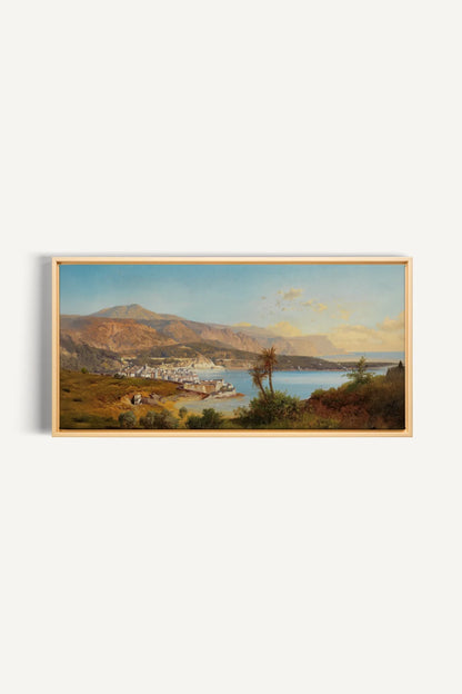 GOLDEN BAY, Oeuvre sur toile étirée, encadré Naturel Clair