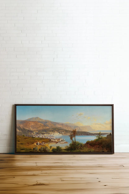 GOLDEN BAY, Oeuvre sur toile étirée, encadré Brun Noyer