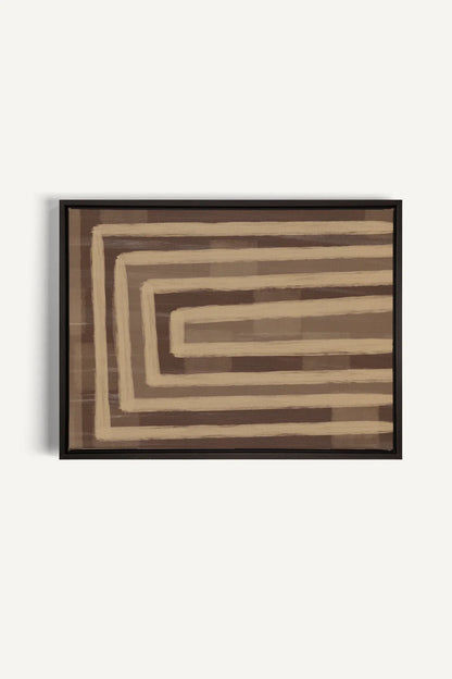 OLEKA CANVAS - GOLDEN MAZE, Oeuvre sur toile étirée, encadré Noir