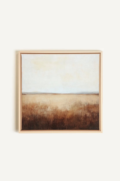 GOLDEN PLAINS, Oeuvre sur toile étirée, encadré Naturel Clair