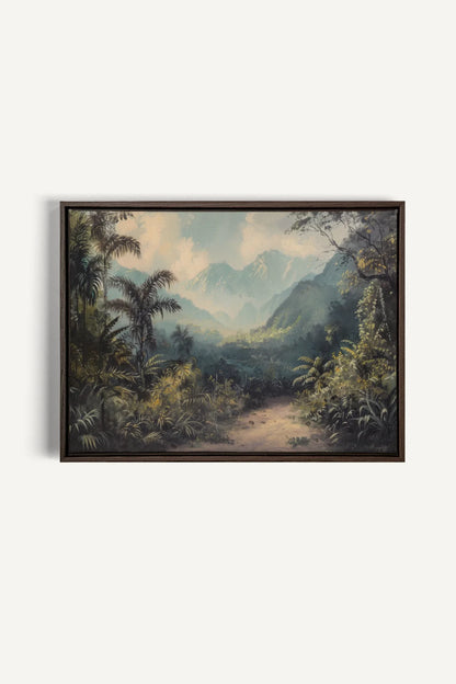 GOLDEN REALM, Oeuvre sur toile étirée, encadré Brun Noyer