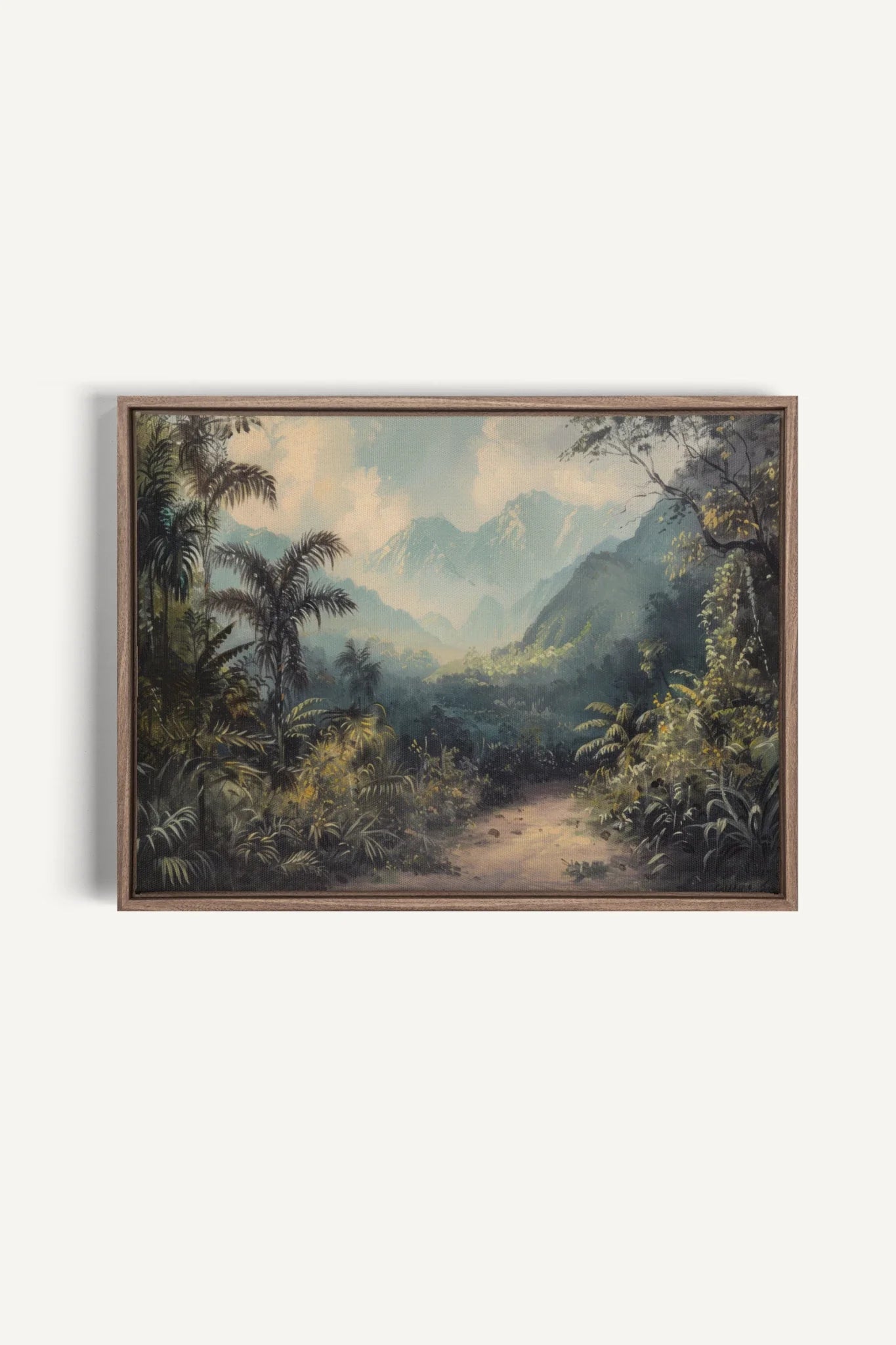 GOLDEN REALM, Oeuvre sur toile étirée, encadré Brun Chêne