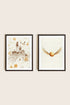 OLEKA CANVAS - GOLDEN WINGS DUO, 2 Oeuvres sur toile étirée, encadré Brun Noyer