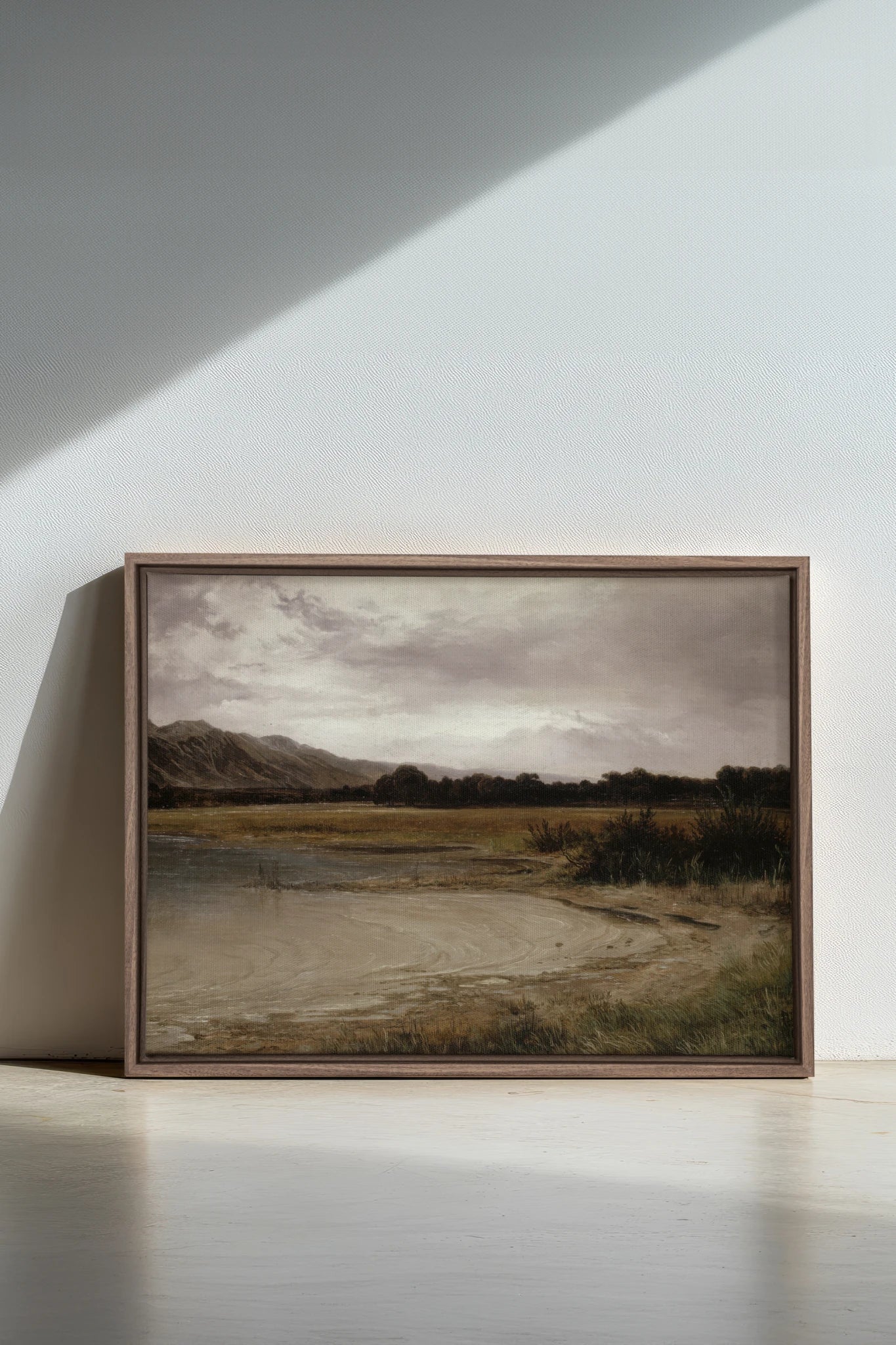 GREY MEADOW, Oeuvre sur toile étirée, encadré Brun Chêne