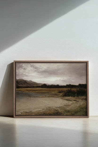 GREY MEADOW, Oeuvre sur toile étirée, encadré Brun Chêne