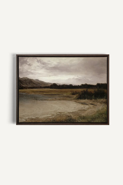 GREY MEADOW, Oeuvre sur toile étirée, encadré Brun Noyer