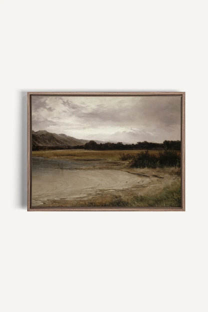 GREY MEADOW, Oeuvre sur toile étirée, encadré Brun Chêne