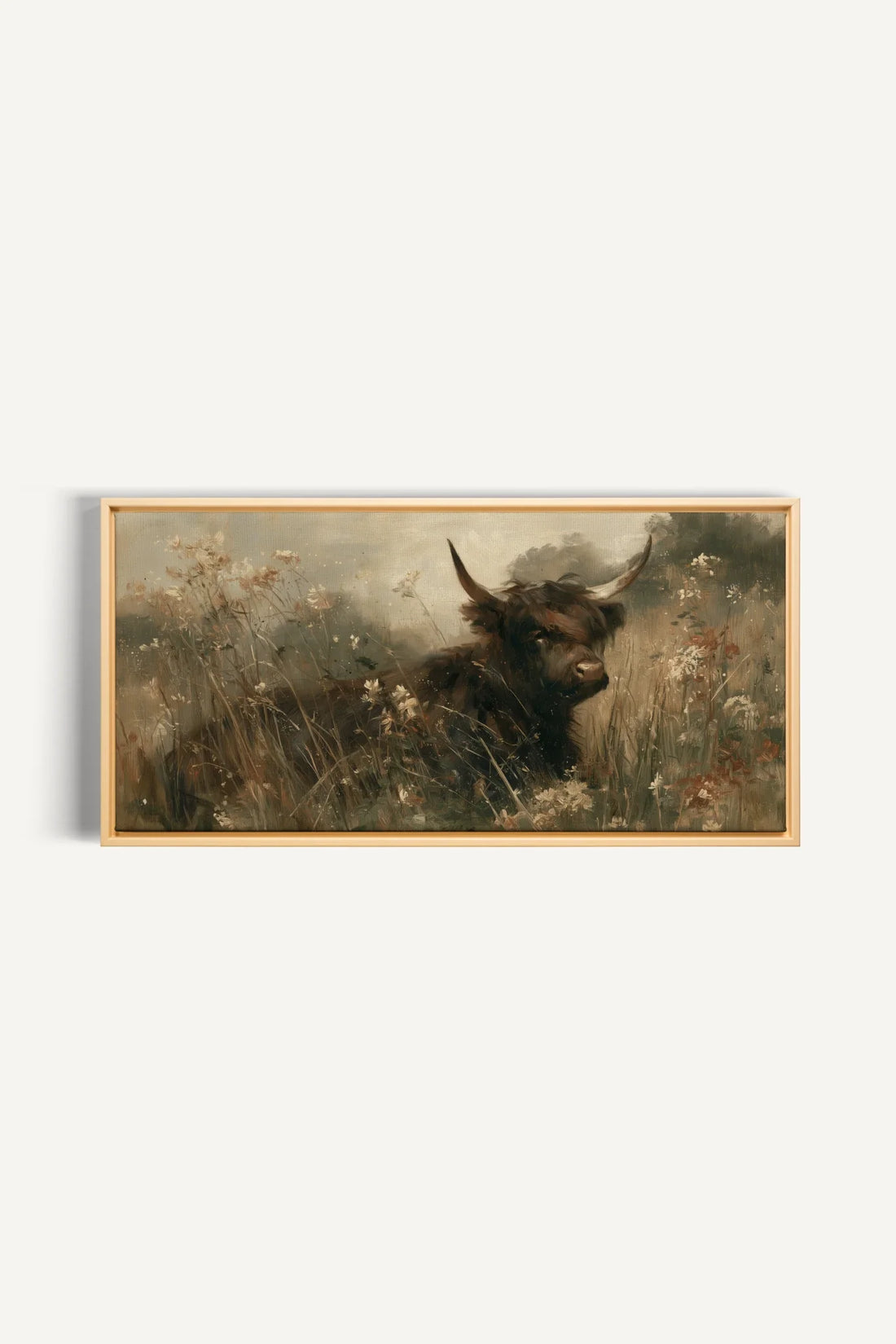 HIGHLAND BLOOM toile étirée encadré naturel clair