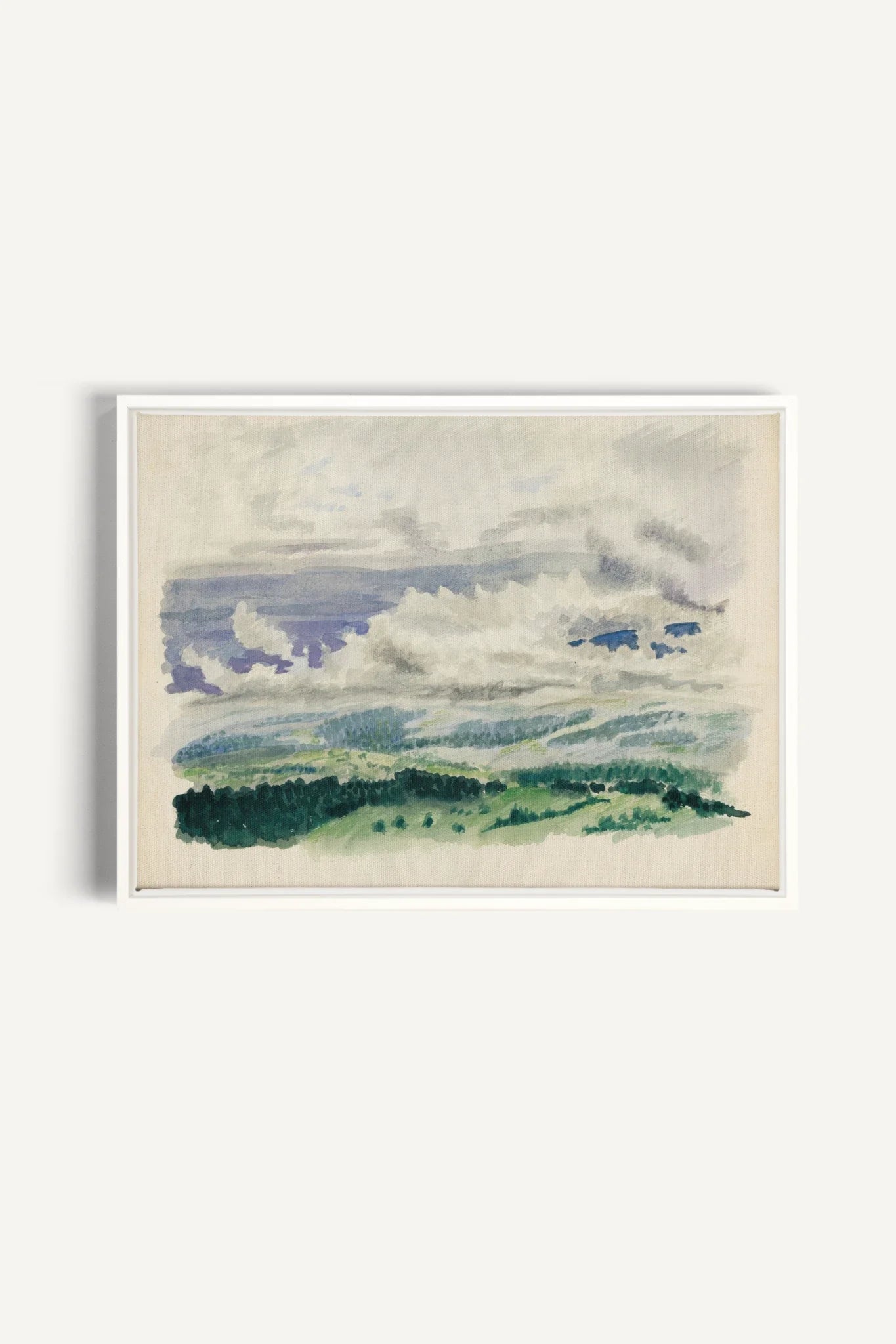 HILLS IN HUSH, Oeuvre sur toile étirée, encadré Blanc