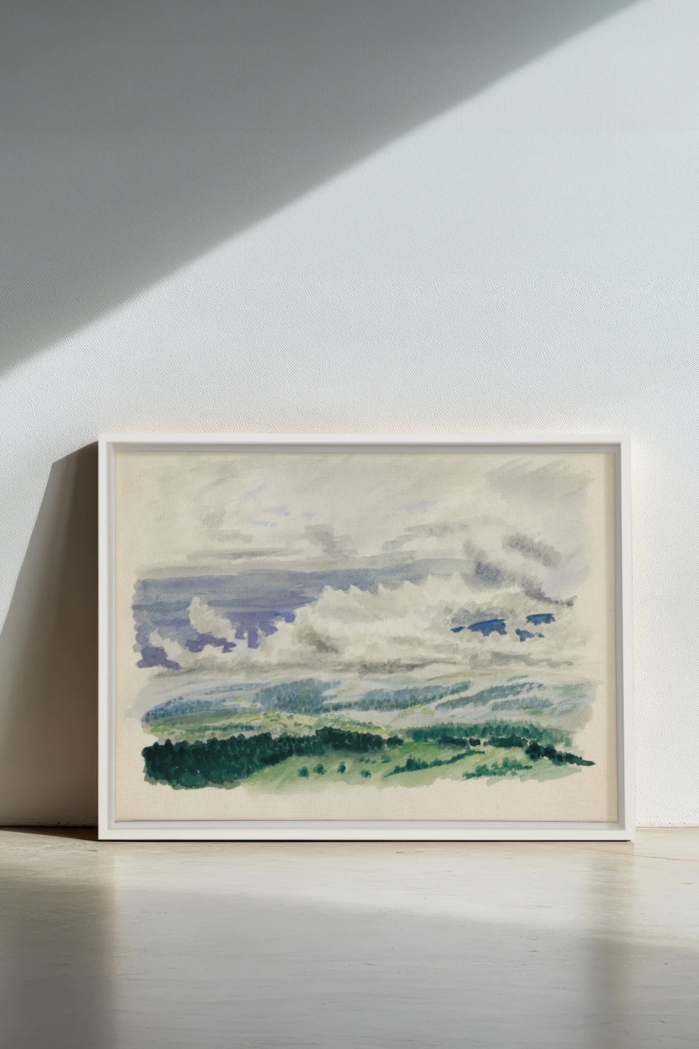 HILLS IN HUSH, Oeuvre sur toile étirée, encadré Blanc